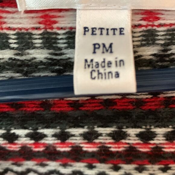Fair isle cardigan sweater size medium petite red black - Picture 5 of 8